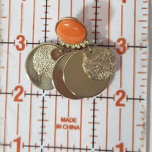 Orange and Gold Round Dangle Earrings